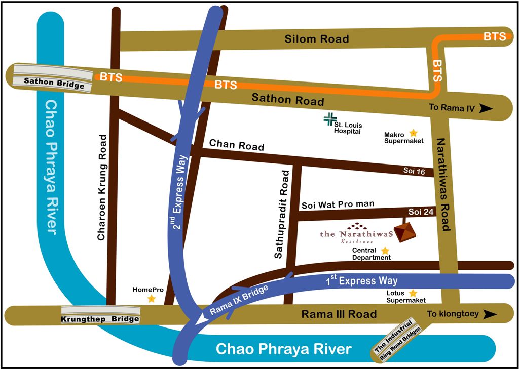 The Narathiwas Hotel location in Sathorn area